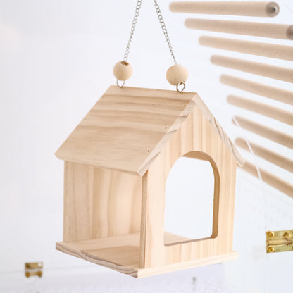 19x13cm Handmade Wooden Little House Hanging Toy for Parrot Bird Toys Organic Bird Cages Accessories Lovebird Budgie Pacific Parrotlet