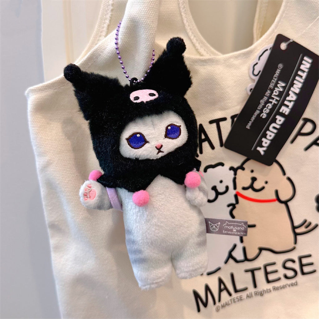 Japan Artist Mofusand x Sanrio Cat Neko Crossover Kuromi - 12cm 15cm 20cm Mascot Plush Doll Big Keychain