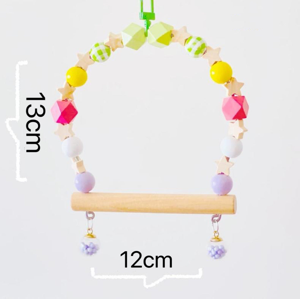 13x12cm Small Candy Star Wooden Swings Handmade Bird Toys Organic Bird Cages Accessories Small Parrot Lovebird Budgie Parrotlet