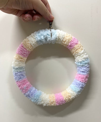 +Handmade+17.5cm Pastel Cotton Candy Yarn Knitting Ring Swings Parrot Birdie Toy