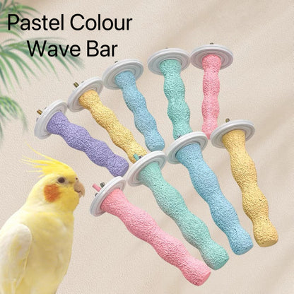 10-13cm Pastel Colour Parrot Resin Wave Claw Grinding Bar Perch Stickers Stand Pink Blue Green Yellow Purple - Stick for Medium Small Bird