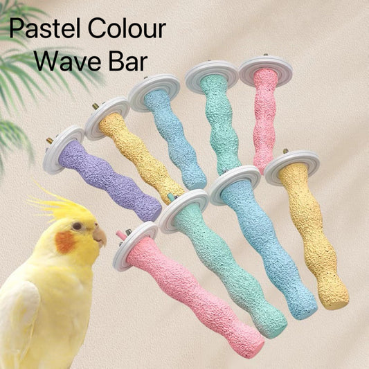 10-13cm Pastel Colour Parrot Resin Wave Claw Grinding Bar Perch Stickers Stand Pink Blue Green Yellow Purple - Stick for Medium Small Bird