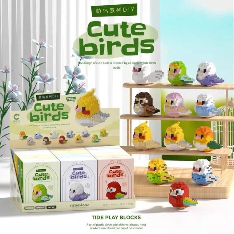 Mini Parrot Building Block Macaw White-bellied Caique Lovebird Budgie Parrotlet Finches Cocktails Bourke Parakeet Wings can Move