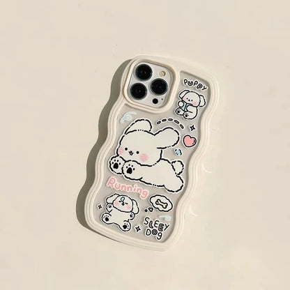 Cream Puppies Running Cute Korea Style iPhone case Kawaii Lovely Cute Lolita iPhone 6 7 8 PLUS SE2 XS XR X 11 12 13 14 Pro Promax 13mini