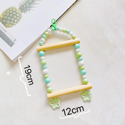 19x12cm Pastel Macarons & Stars Frame Round Wooden Swing Handmade Bird Toys Organic Bird Cages Accessories