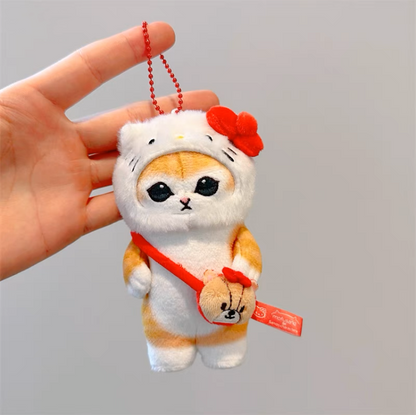 Japan Artist Mofusand x Sanrio Cat Neko Crossover Hello Kitty - 12cm 15cm 20cm Mascot Plush Doll Big Keychain