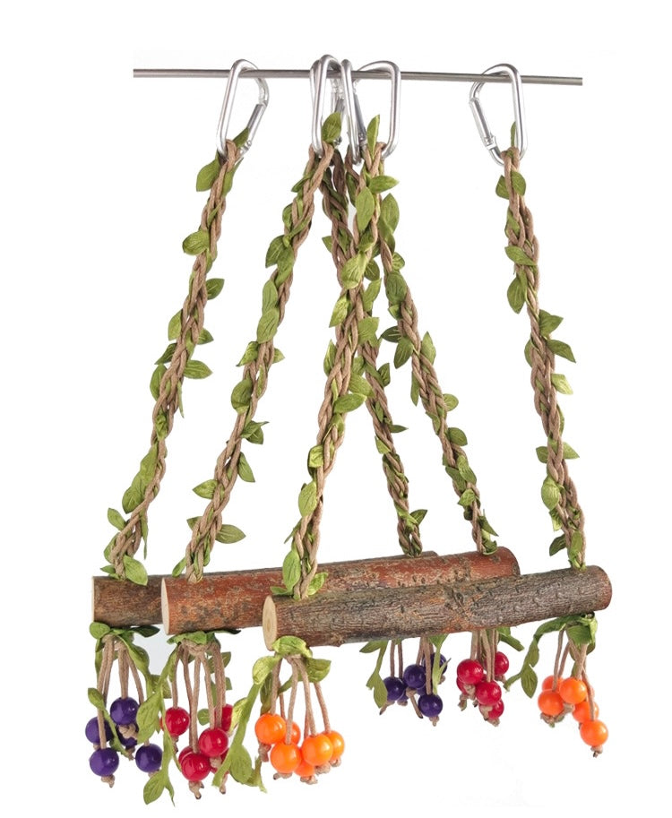 Forest Style Berries Swings Natural Tree Branch Parrot Bird Toys Organic Bird Cages Accessories Lovebird Budgie Pacific Parrotlet