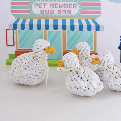 Korea Duck Shape | Dog Toys Dog Cute Rope Knot Teething Bite Rope Cotton Rope Bite Resistant Small Puppy Play by Yourself to Relieve Boredom