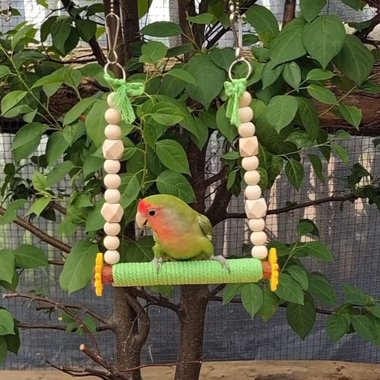 22x15cm Handmade Coconut Tree with Sunflower Tree Branch with Rope Swings Parrot Bird Toys Organic Bird Cages Accessories Lovebird Budgie