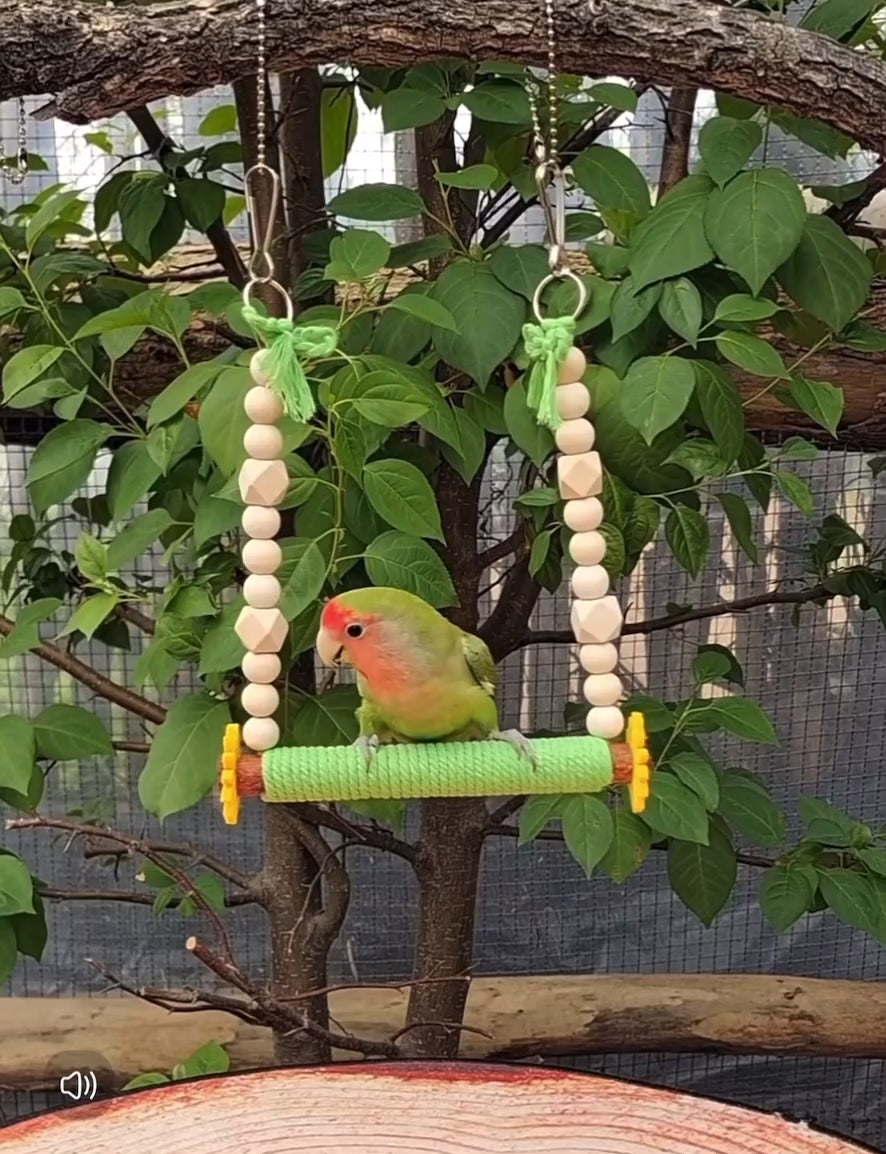 22x15cm Handmade Coconut Tree with Sunflower Tree Branch with Rope Swings Parrot Bird Toys Organic Bird Cages Accessories Lovebird Budgie