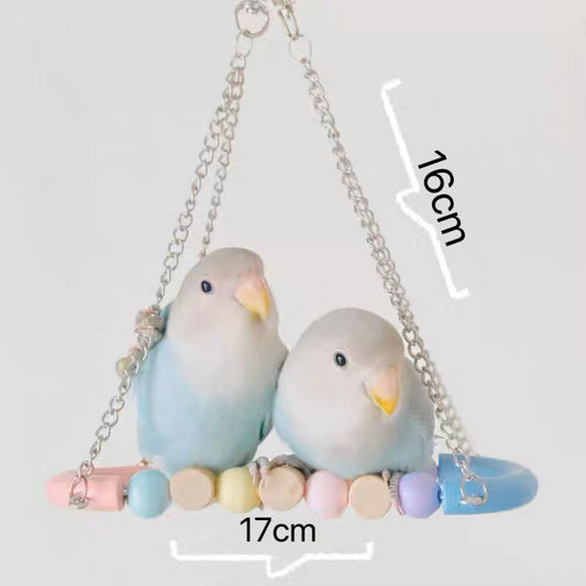 Pastel & Raimbow Swings Drawbridge Parrot Birdie Toy for Small Medium Size Parrot Cages Accessories