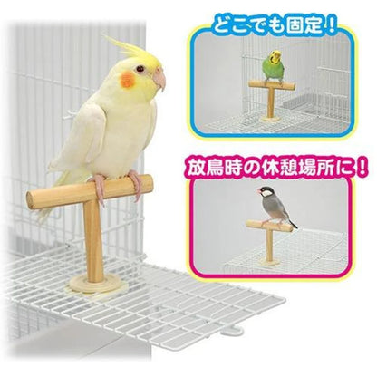 Japan Sanko T Shape Wood Birdie Standing Natural Wood for Small Bird and Parrot