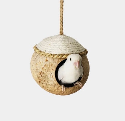 Natural Coconut Shell Bird House Hanging Parrot Nest Hamster Nest Birdie Items