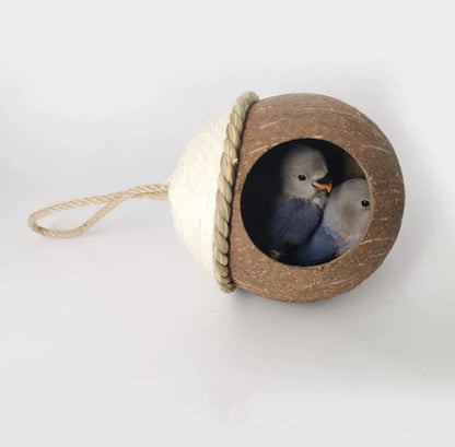 Natural Coconut Shell Bird House Hanging Parrot Nest Hamster Nest Birdie Items