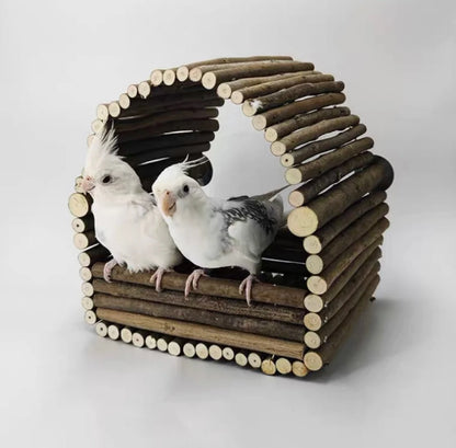 Natural Wood Bird House Parrot Nest Birdie Items for Small Medium Parrot