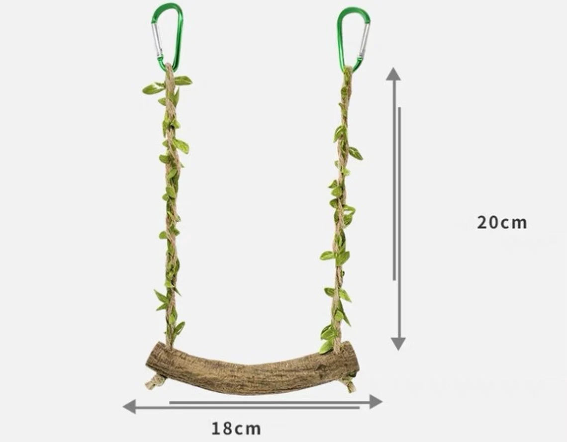 20x18cm Forest Style Swings Natural Tree Branch Vine Hemp Hope Parrot Birdie Toy