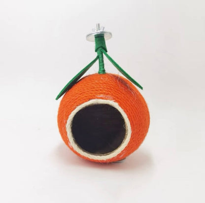 Fruit Style Natural Coconut Shell with Hemp Hope Bird House Hanging and Fix Style Parrot Nest Hamster Nest Birdie Items