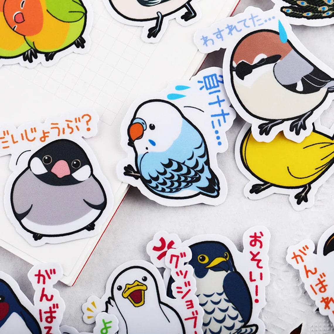 Set of 40 Birds Owl Parrot Stickers Waterproof Lovebird Budgie Pacific Parrotlet Finches Cocktails