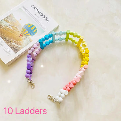 Parrot Pastel Rainbow Ladder Climbing Toy With Natural Wood Hanging Parrot Birdie Toy Supplies Birds Pets Parrots Ladders