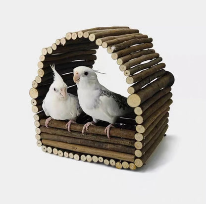 23x23x20cm Natural Wood Bird House Parrot Nest Birdie Items for Small Medium Parrot