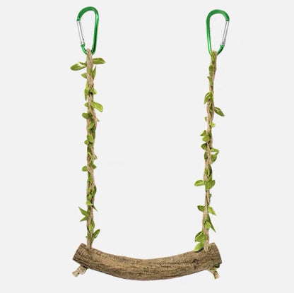 Forest Style Swings Natural Tree Branch Vine Hemp Hope Parrot Birdie Toy