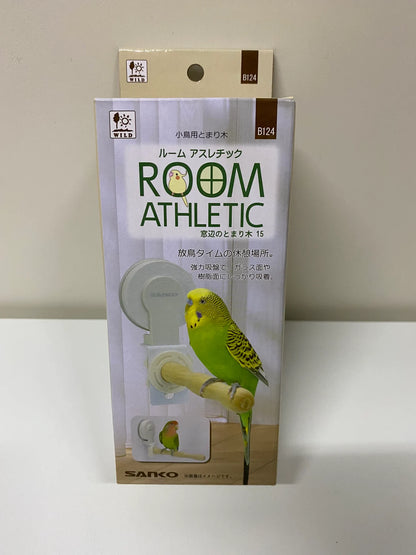 Japan Sanko Room Athletic Window Perch for Small Medium Bird and Parrot Lovebird Budgie Pacific Parrotlet Finches