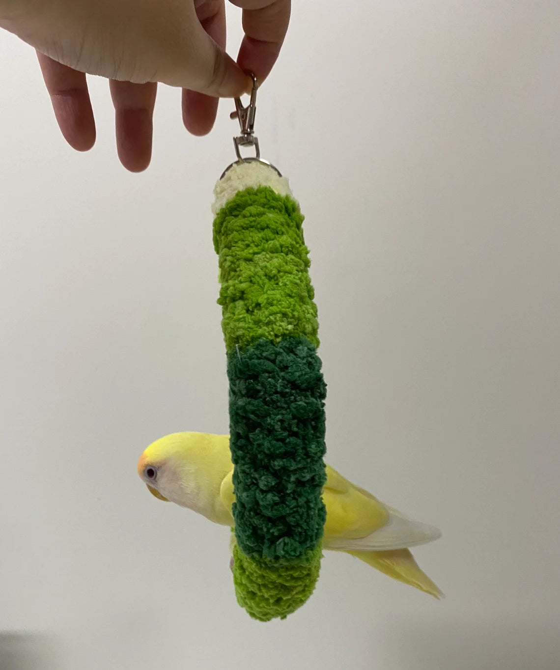 +Handmade+17.5cm Green Yarn Knitting Ring Swings Parrot Birdie Toy