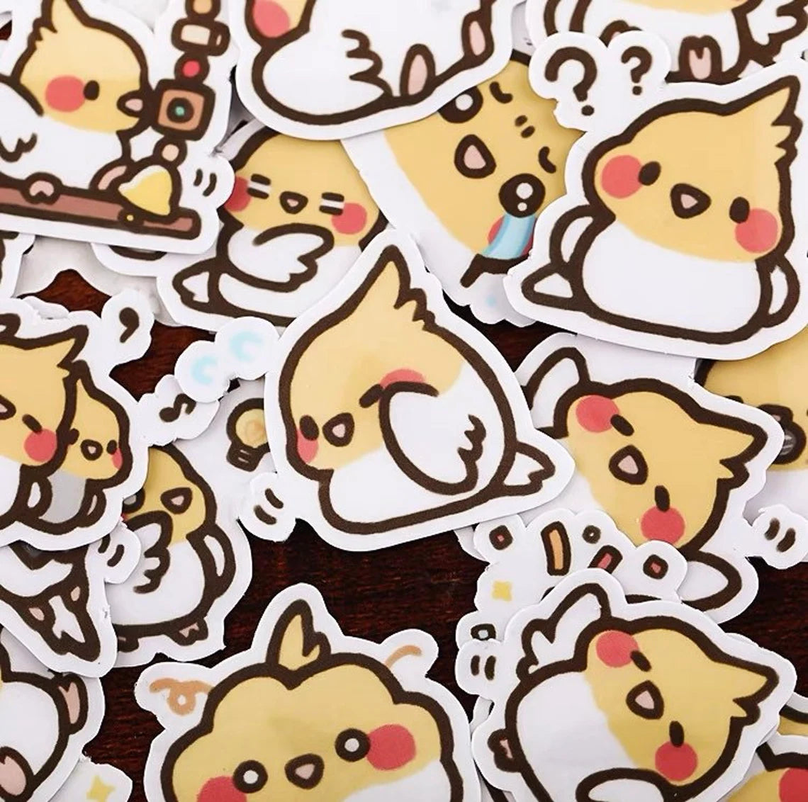 Set of 39 Pieces Cockatiel Parrot Stickers Waterproof