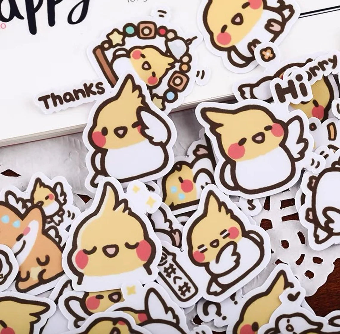 Set of 39 Pieces Cockatiel Parrot Stickers Waterproof