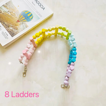 Parrot Pastel Rainbow Ladder Climbing Toy With Natural Wood Hanging Parrot Birdie Toy Supplies Birds Pets Parrots Ladders