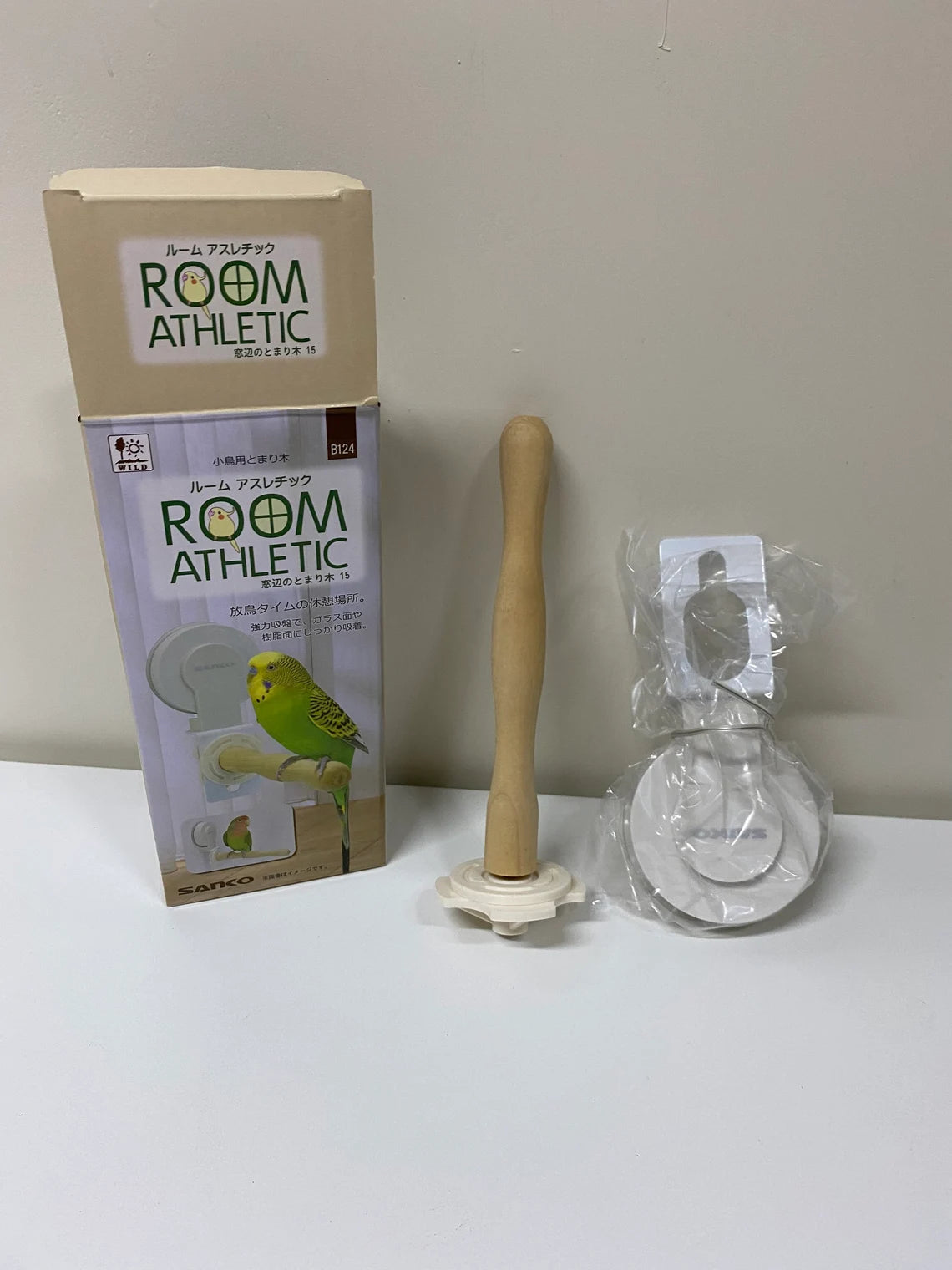 Japan Sanko Room Athletic Window Perch for Small Medium Bird and Parrot Lovebird Budgie Pacific Parrotlet Finches