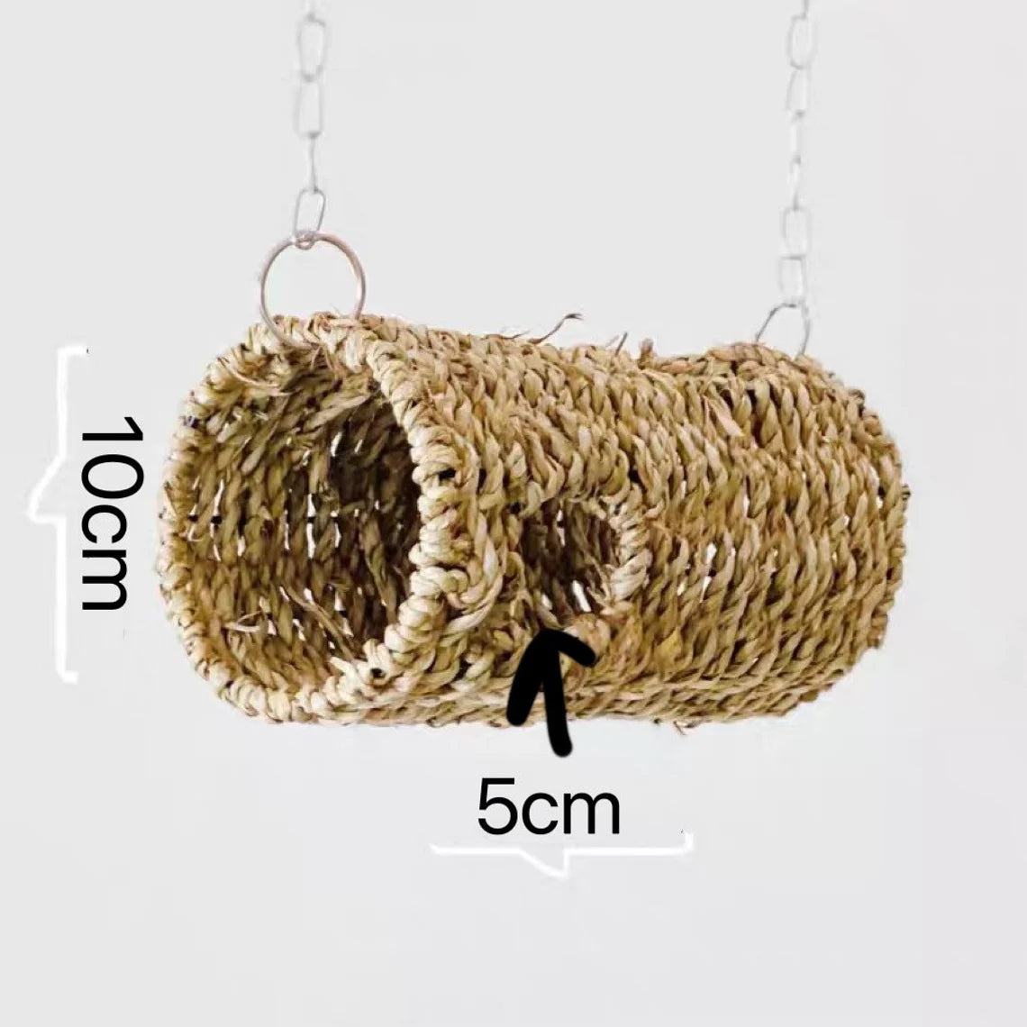 20x10cm Grass Hanging Tunnel Natural Item for Small Medium Size Parrot