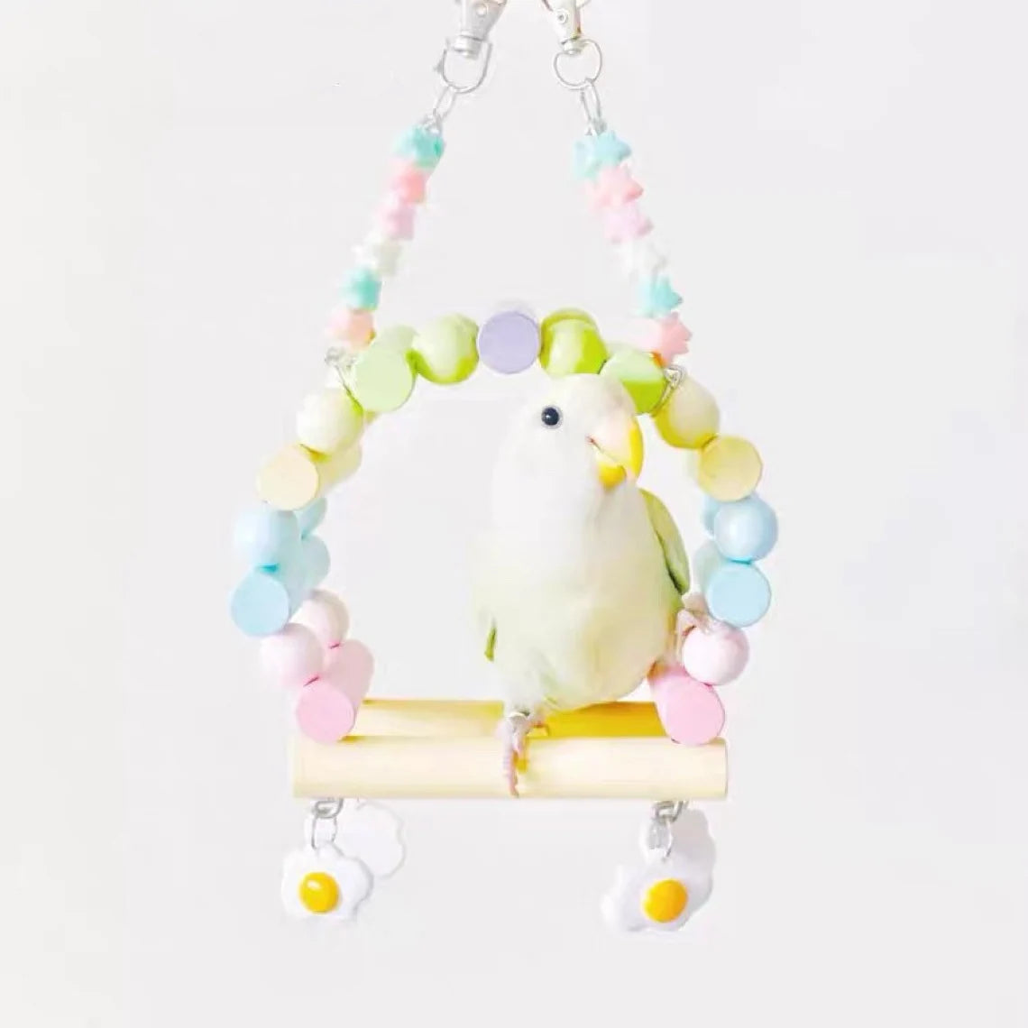 12x10cm Candy Colour Style Round Wooden Swings Handmade Small Bird Toys Organic Bird Cages Accessories Lovebird Budgie Pacific Parrotlet