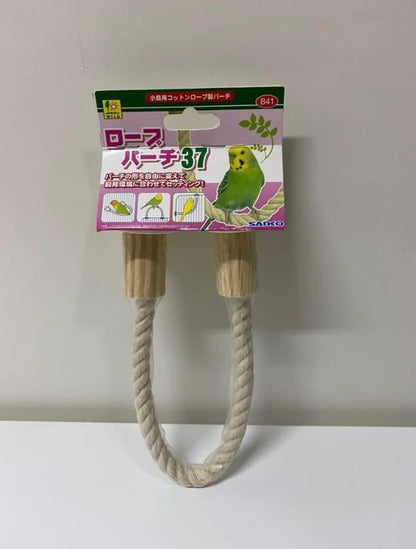  Japan Sanko Rope perch Birdie Standing Natural Wood for Small Bird and Parrot Lovebird Budgie Pacific Parrotlet