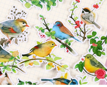 Set of 20 Pieces Stray Birds Stickers Waterproof Finches Mountain Birds