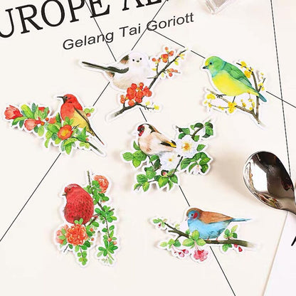 Set of 20 Pieces Stray Birds Stickers Waterproof Finches Mountain Birds