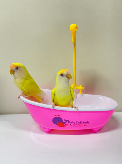 Parrot Electric Pink Bathtub Bathing Play Water Toys Suitable for Hand Breeding Birds 