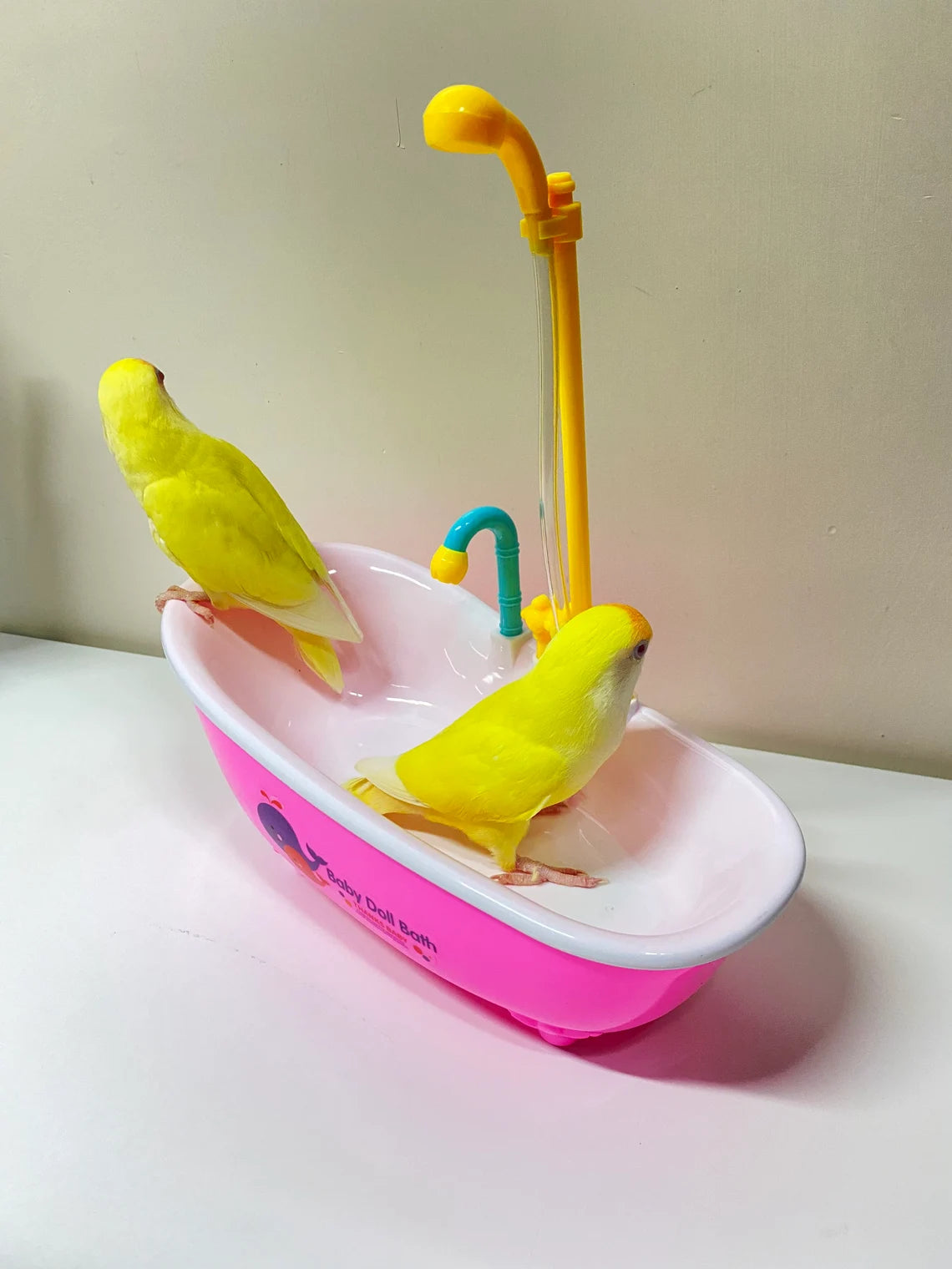 Parrot Electric Pink Bathtub Bathing Play Water Toys Suitable for Hand Breeding Birds 