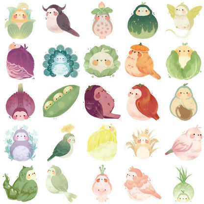 Vegetable & Plants Budgie Parrot Stickers Waterproof 