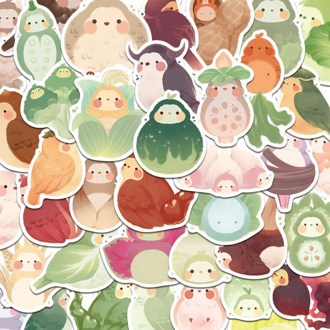 Vegetable & Plants Budgie Parrot Stickers Waterproof 