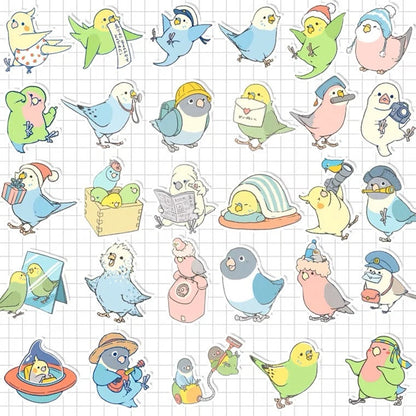 Set of 40 Pieces Lovely Travel Budgie Parrot Stickers Waterproof Lovebird Budgie Pacific Parrotlet Finches iPad iPhone NoteBook