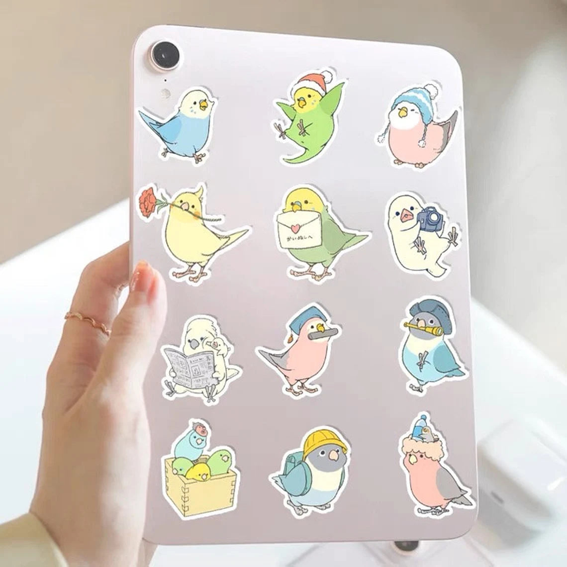 Set of 40 Pieces Lovely Travel Budgie Parrot Stickers Waterproof Lovebird Budgie Pacific Parrotlet Finches iPad iPhone NoteBook