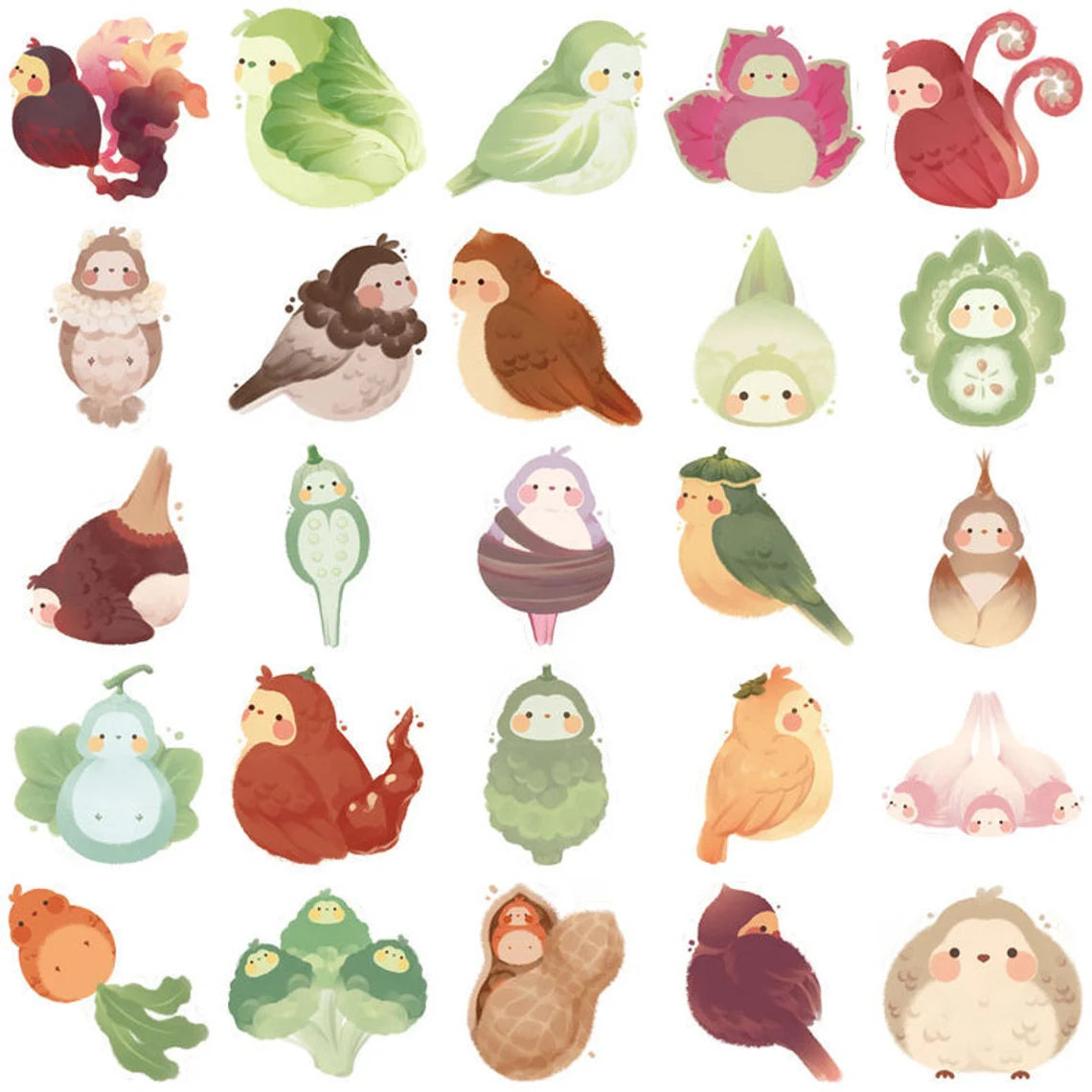 Vegetable & Plants Budgie Parrot Stickers Waterproof 