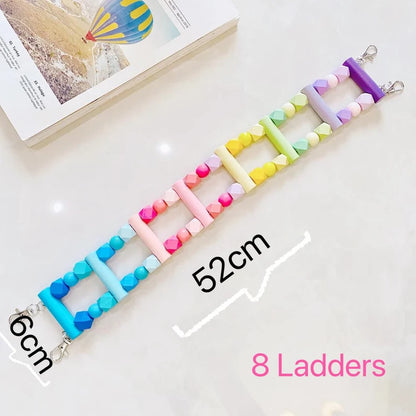 Parrot Rainbow Ladder Climbing Toy With Natural Wood Hanging Parrot Birdie Toy Supplies Birds Pets Parrots Ladders