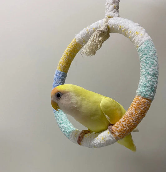 Pastel Yarn Knitting Hanging Ring Swings Parrot Birdie Toy Birdie Items