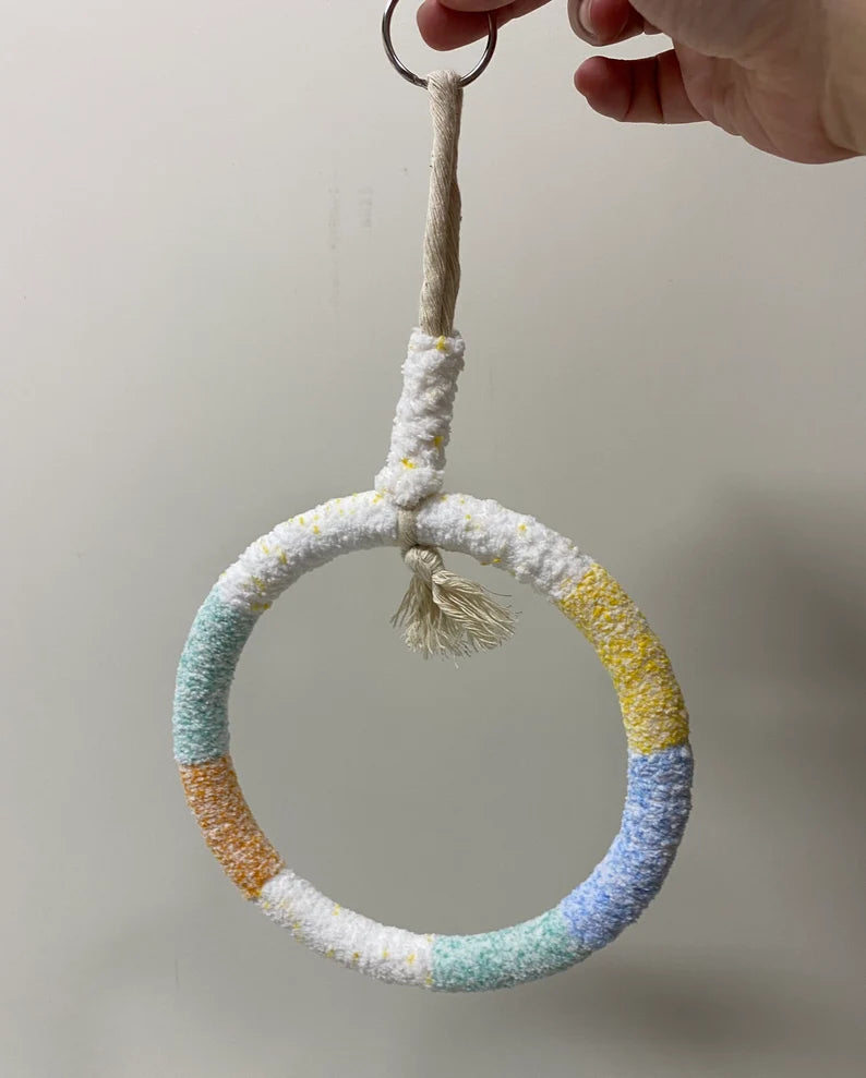 15x28cm Pastel Yarn Knitting Hanging Ring Swings Parrot Birdie Toy Birdie Items