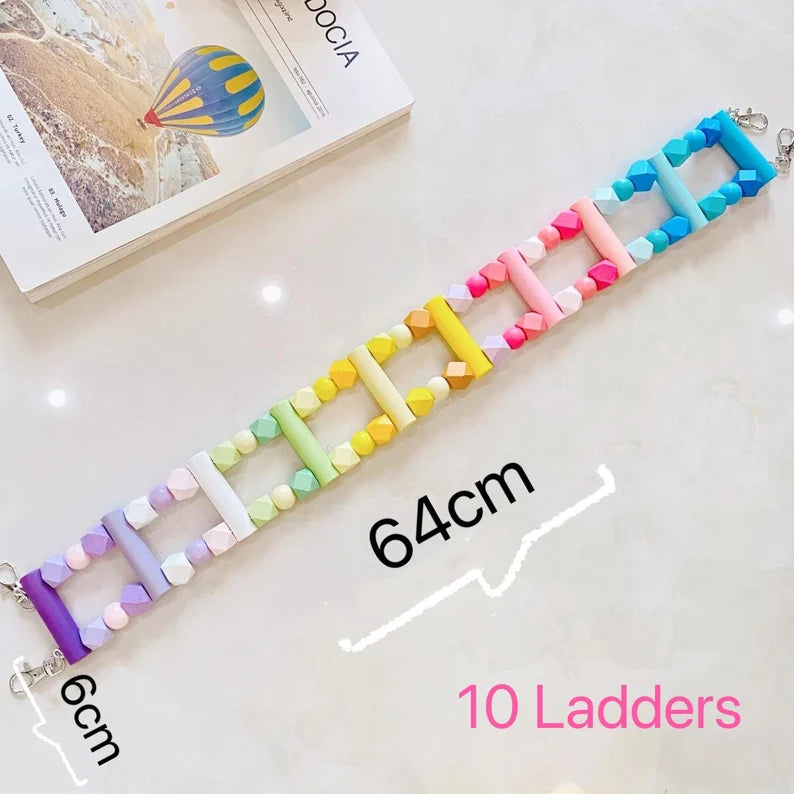 Parrot Rainbow Ladder Climbing Toy With Natural Wood Hanging Parrot Birdie Toy Supplies Birds Pets Parrots Ladders