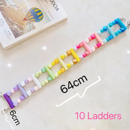 Parrot Rainbow Ladder Climbing Toy With Natural Wood Hanging Parrot Birdie Toy Supplies Birds Pets Parrots Ladders