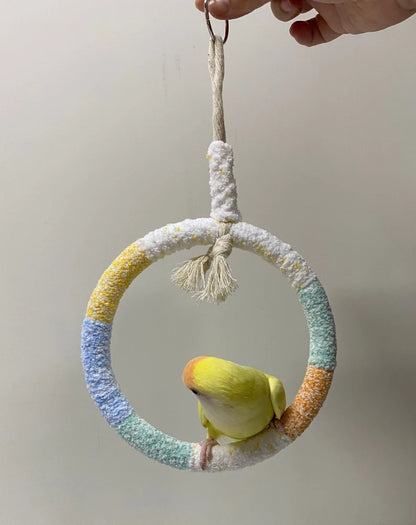 15x28cm Pastel Yarn Knitting Hanging Ring Swings Parrot Birdie Toy Birdie Items