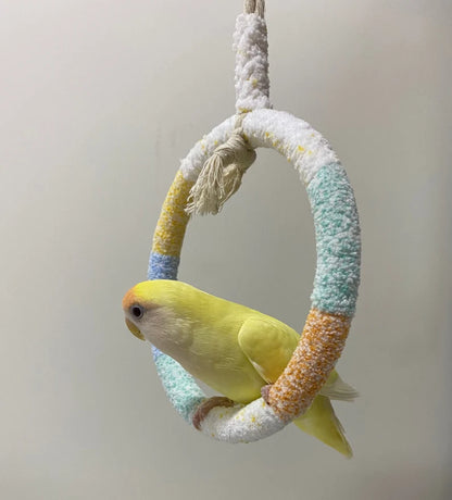 15x28cm Pastel Yarn Knitting Hanging Ring Swings Parrot Birdie Toy Birdie Items